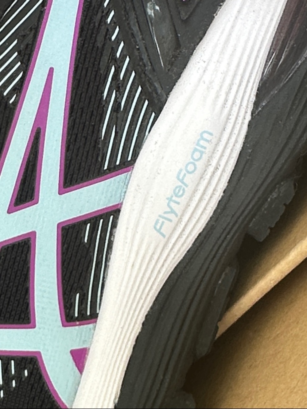 ASICS Women's Black with baby blue & Purple Athletic Running Shoes - Picture 8 of 8